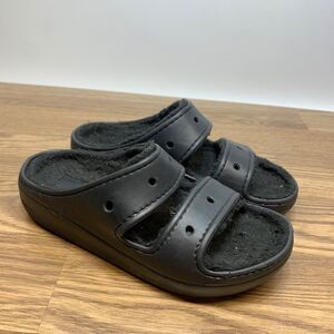 Crocs Cozzy Sandals Women's Size 8 / Mens Size 6 Black Lined Slides Double Strap